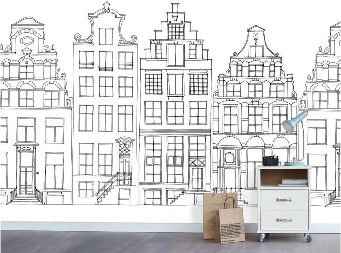 Fotomurale ESTA Case Amsterdam, bianco e nero 139X280 cm