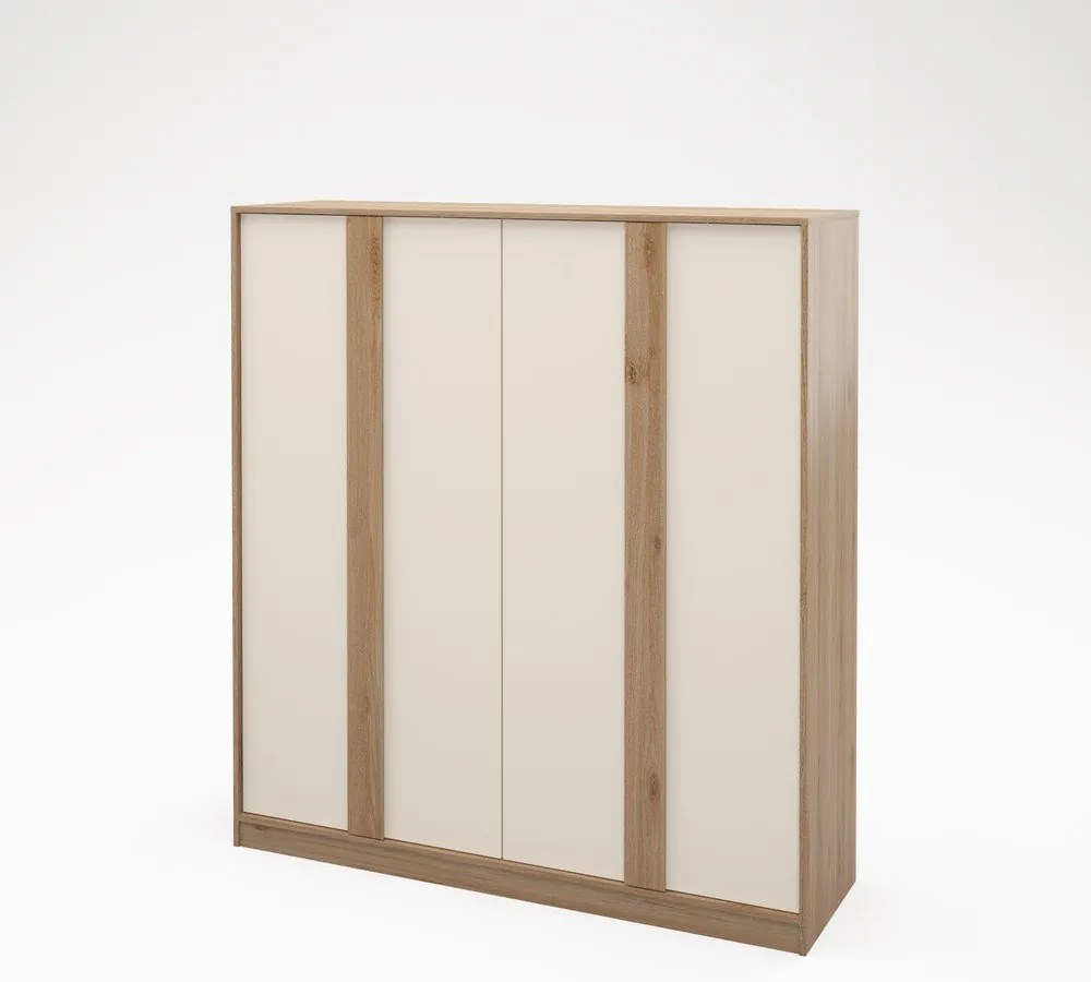 Armadio effetto rovere in colore crema-naturale 180x197,5x53 cm Dennis - Marckeric