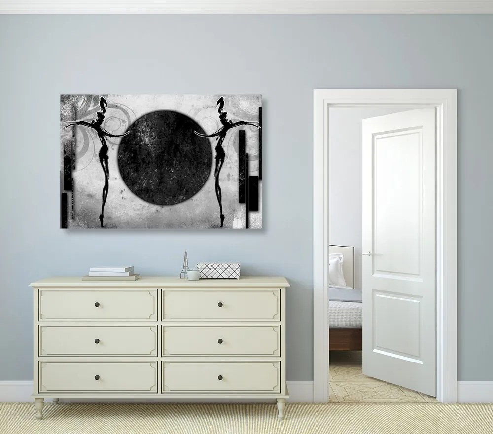Quadro su tela – Danza africana in bianco e nero