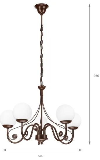 Brilagi - LED Lampadario a sospensione con catena COTTAGE 5xG9/40W/230V marrone/bianco