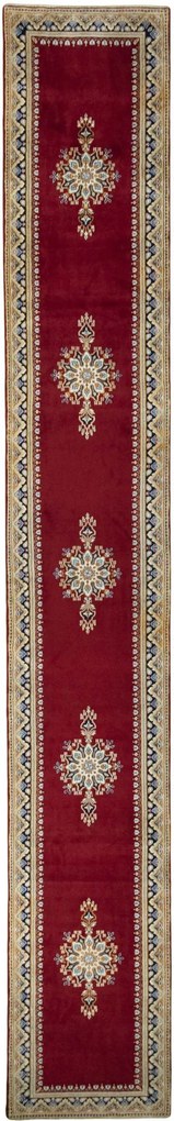 Kerman Tappeto 610 x 90 Rosso (Iran) Annodato A Mano