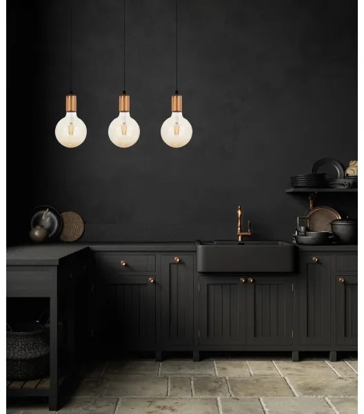 Lampadario a sospensione con filo MIROS 3xE27/60W/230V nero/rame