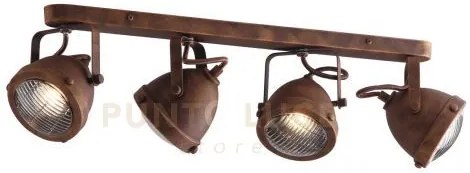 Applique a parete habana ruggine 4 luci attacco gu10 64,5x11,6x15,5...