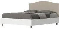 Letto Matrimoniale 160x200 cm struttura bianco frassino testata Gra - Senza rete,Similpelle,Tortora