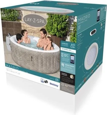 Piscina Idromassaggio Gonfiabile 180x66 cm Tonda Lay-Z-Spa Madrid AirJet Bestway 60055