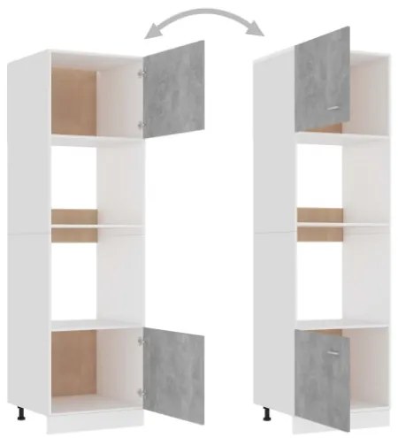 Armadio per Microonde Grigio Cemento 60x57x207 cm in Truciolato