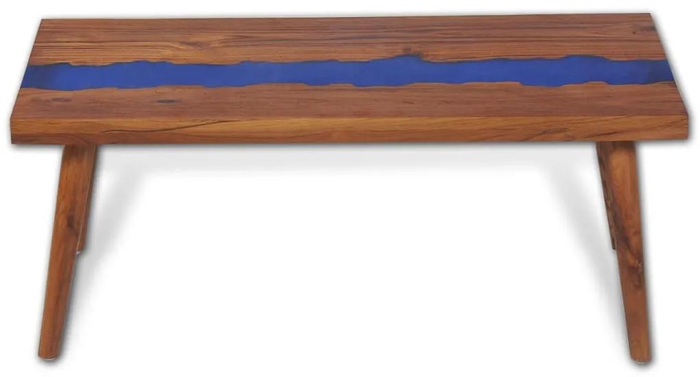 Tavolino da Salotto in Legno di Teak e Resina 100x50x40 cm