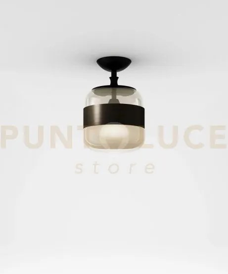 Futura soffitto p ambra ottone montatura nero opaco 1 luce attacco e27
