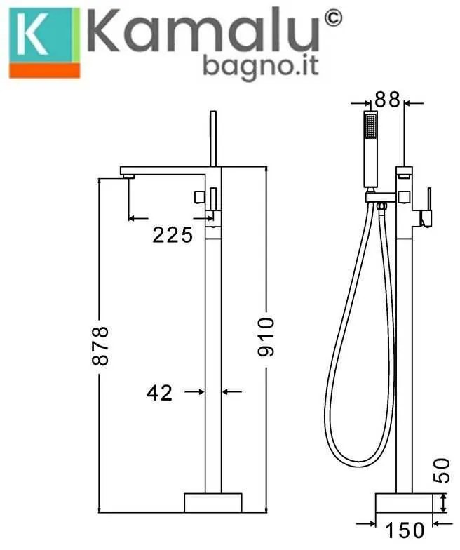 Kamalu - miscelatore per vasca a terra freestanding cromato | lison gc2100