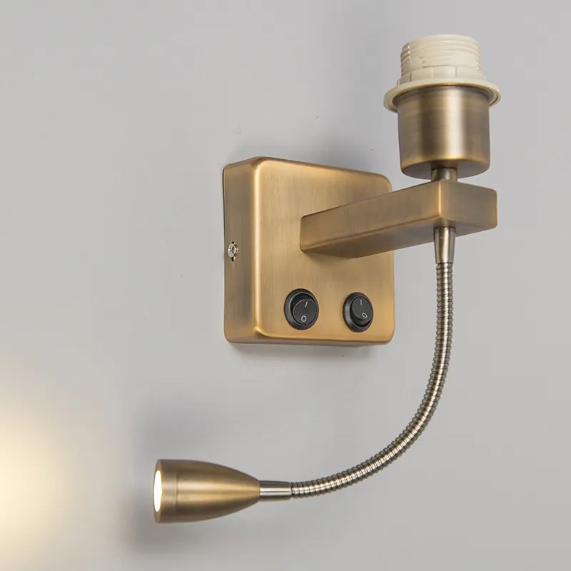 Lampada da parete bronzo con braccio di lettura incl. LED - Brescia Combi