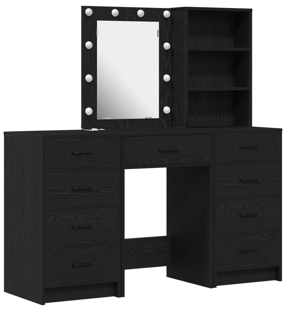 Set trucco 3 pezzi con led in legno nero