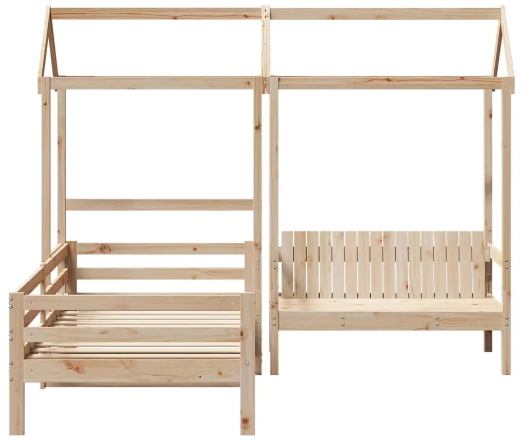 Set dormeuse e panca con tetto 90x200cm legno massello di pino