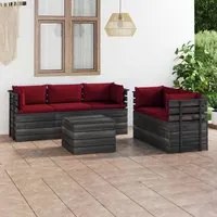 Set Divani da Giardino su Pallet 6 pz con Cuscini Massello Pino cod mxl 43873