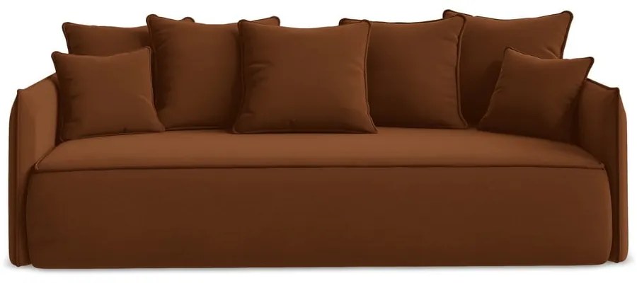 Divano color terracotta allungabile/con contenitore con rivestimento in velluto 225 cm Hula – Makamii