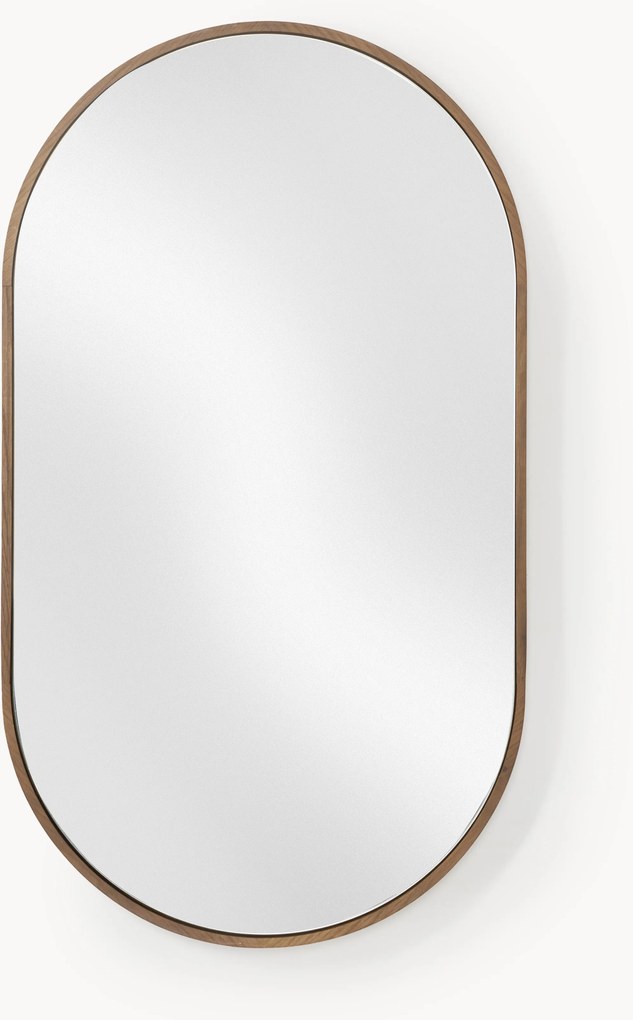 Specchio ovale da parete con cornice in legno di quercia Avery