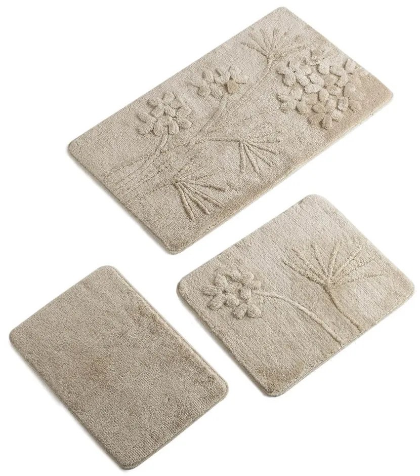 Set di 3 tappetini da bagno beige Orkide - Foutastic
