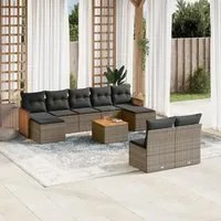 Set Divano da Giardino 10 pz con Cuscini Grigio in Polyrattancod mxl 88122