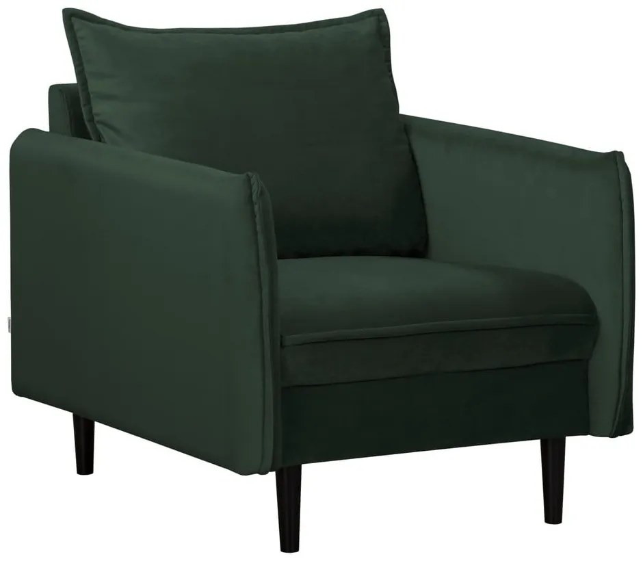 Poltrona verde scuro con rivestimento in velluto Juli – Ropez