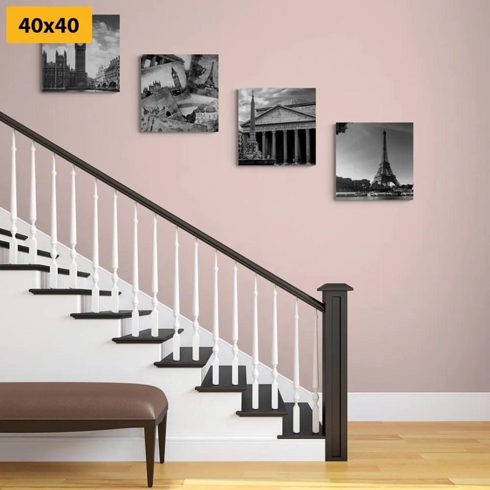 Set di quadri – Monumenti storici in bianco e nero