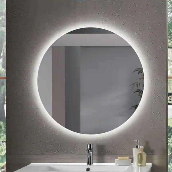 Mobile sospeso bagno 80 cm Larice Bianco con lavabo e specchio LED - HAITI