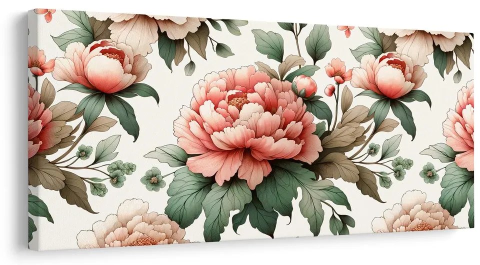 Quadro su tela – Eleganti peonie rosa