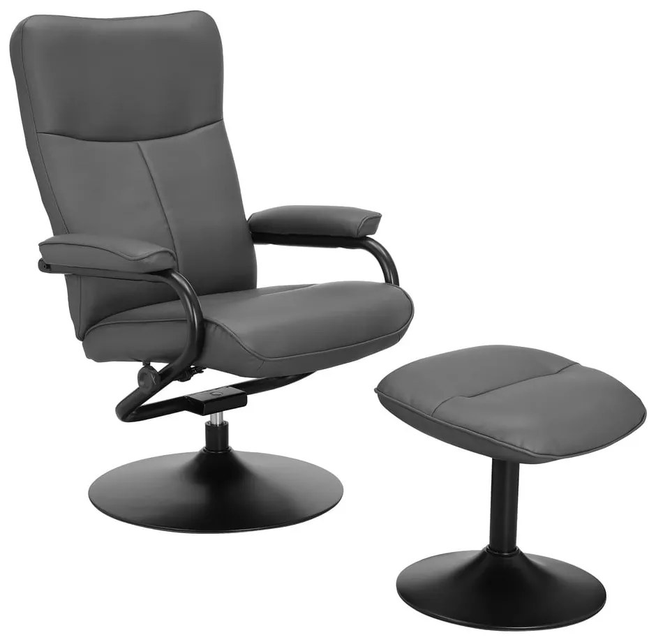 Poltrona relax grigia con poggiapiedi in similpelle Istad - Støraa