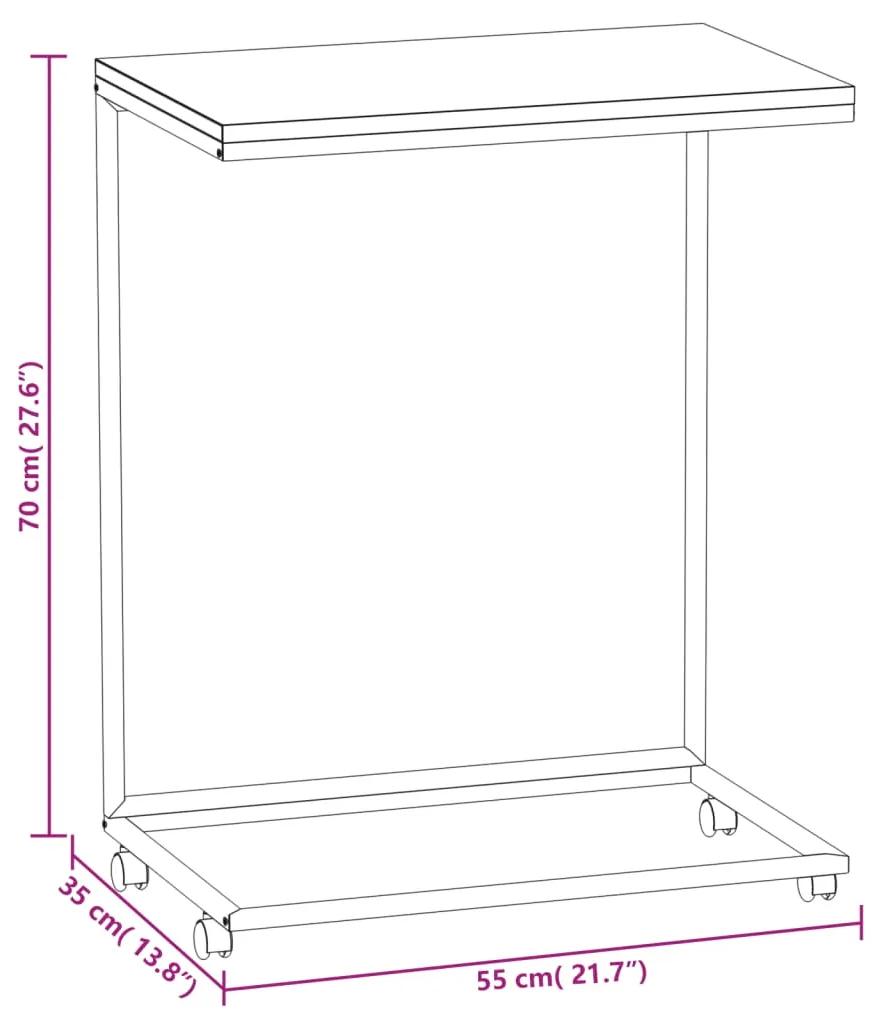 Tavolino con Ruote Bianco 55x35x70 cm in Legno Multistrato