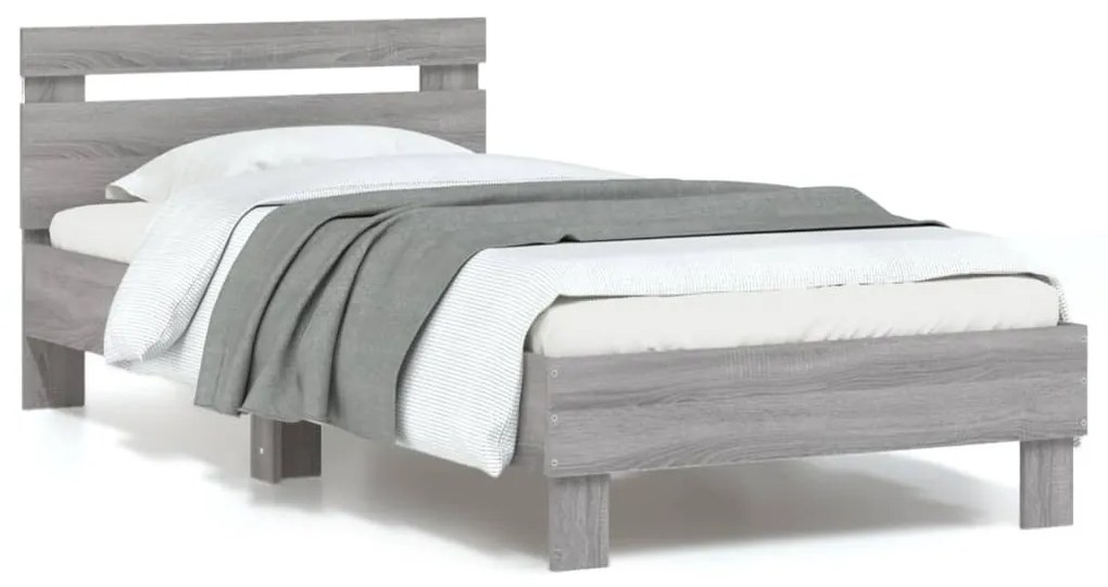 Giroletto Con Testiera E Led Grigio Sonoma 90x190 Cm /
