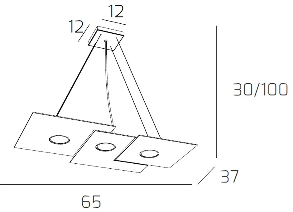 Sospensione Moderna Rettangolare Plate Metallo Grigio Antracite 3 Luci Gx53