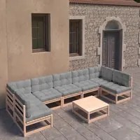 Set Divani da Giardino 8 pz con Cuscini Legno Massello di Pino cod mxl 41866