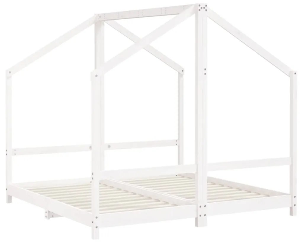 Giroletto per bambini bianco 2x(80x160)cm legno massello pino