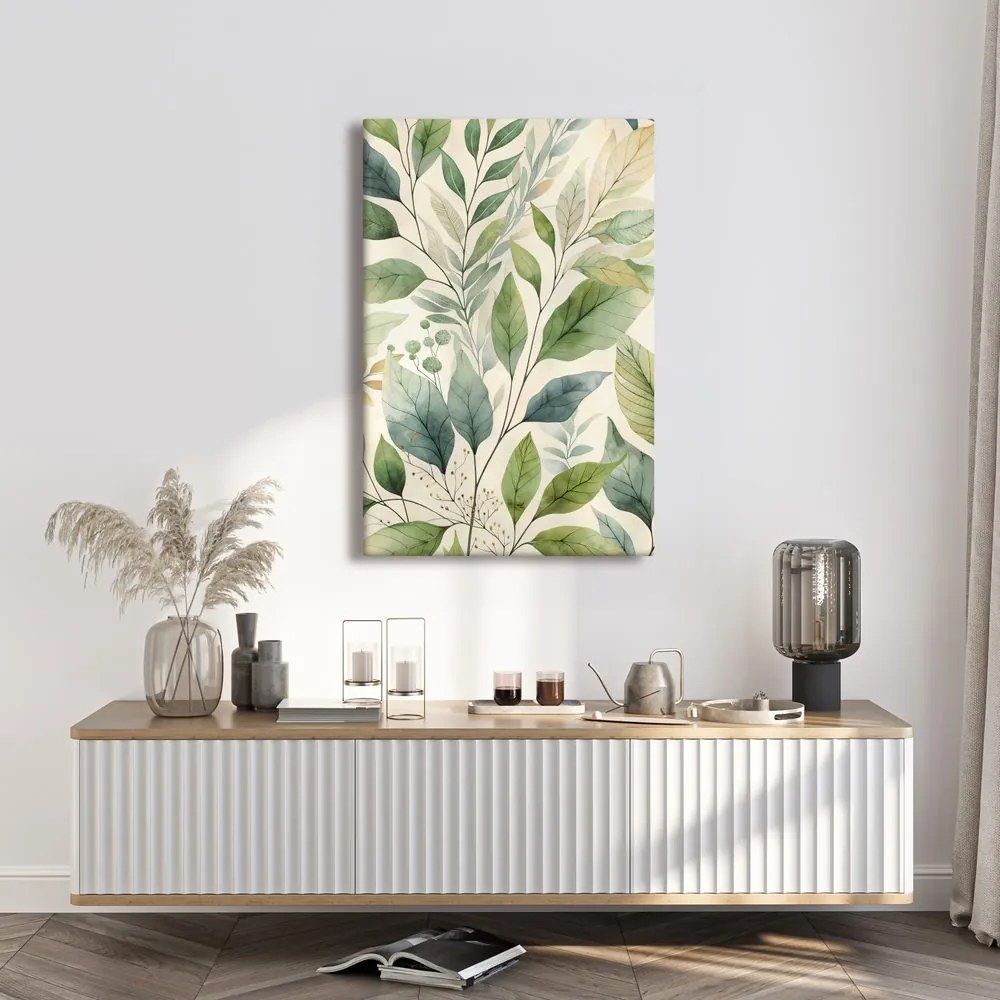 Quadro su tela – Foglie verdi ad acquerello
