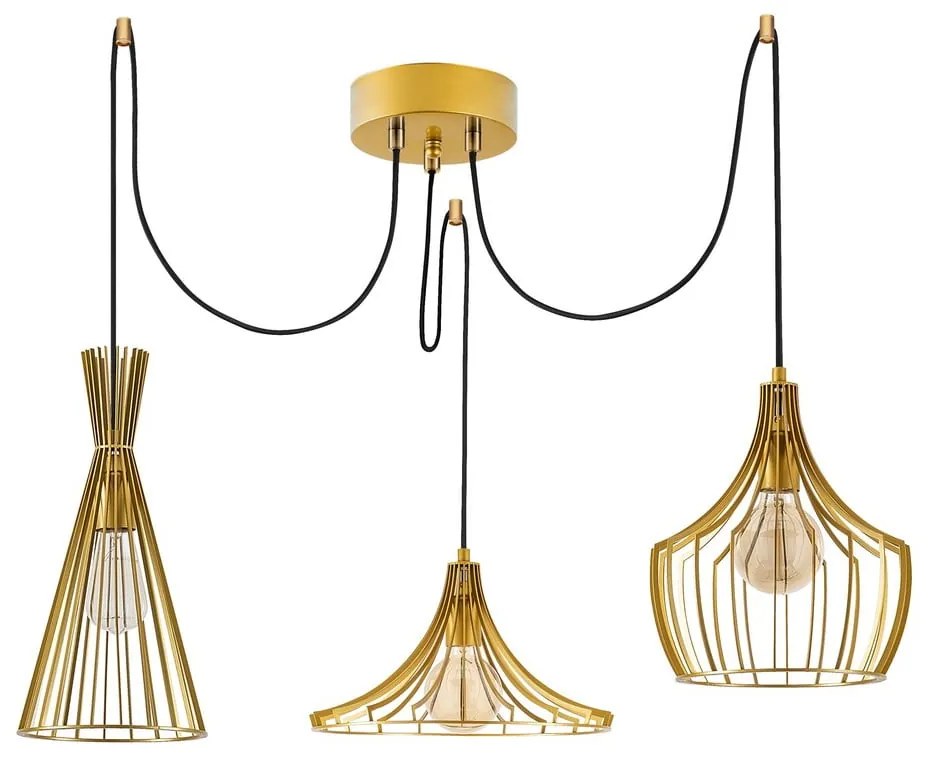 Lampadario dorato con paralume in metallo Mezopotamya – Opviq lights