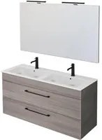 Mobile Bagno Sospeso 118 cm Doppio Lavabo e Specchio Bonussi Tucano Olmo e Lava