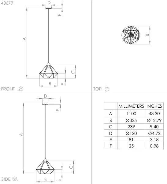 Eglo 43679 - Lampadario su corda TARBES 1xE27/60W/230V d. 32,5 cm