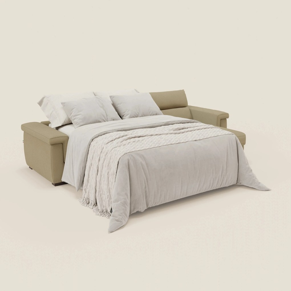 Magnolia divano letto angolare con Penisola Contenitore - Materasso H18 cm in tessuto smacchiabile T05 cammello