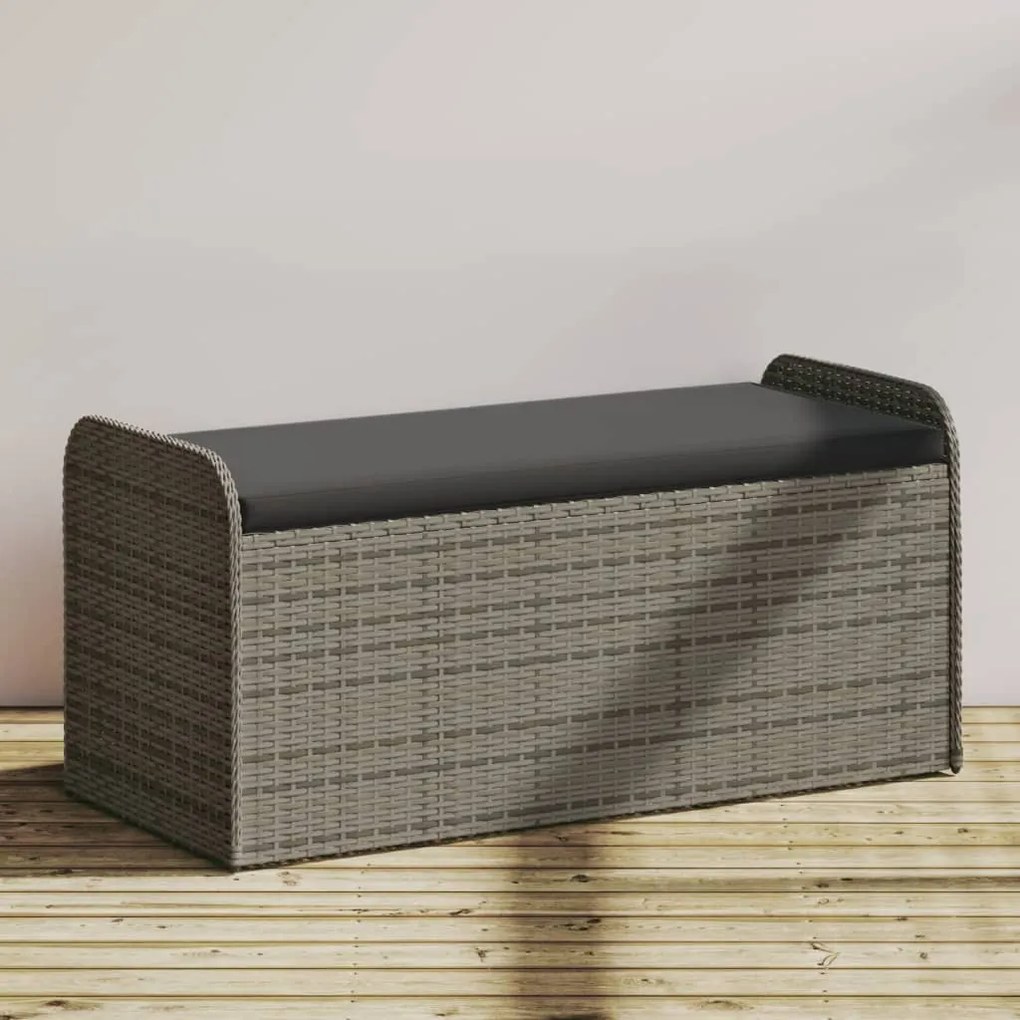 Cassapanca Con Cuscino Grigia 115x51x52 Cm İn Polyrattan /