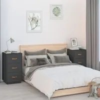 Comodini Grigi 2 pz 40x40x75 cm in Legno Massello di Pino cod mxl 30230