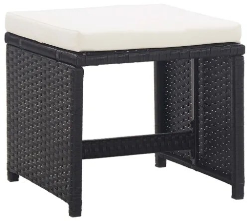 Set da Pranzo da Giardino 5 pz con Cuscini in Polyrattan Nero