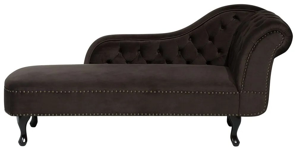 Chaise longue destra in velluto marrone NIMES Beliani
