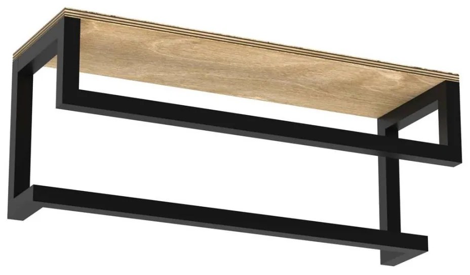 Porta asciugamani da parete con ripiano 14x40 cm nero