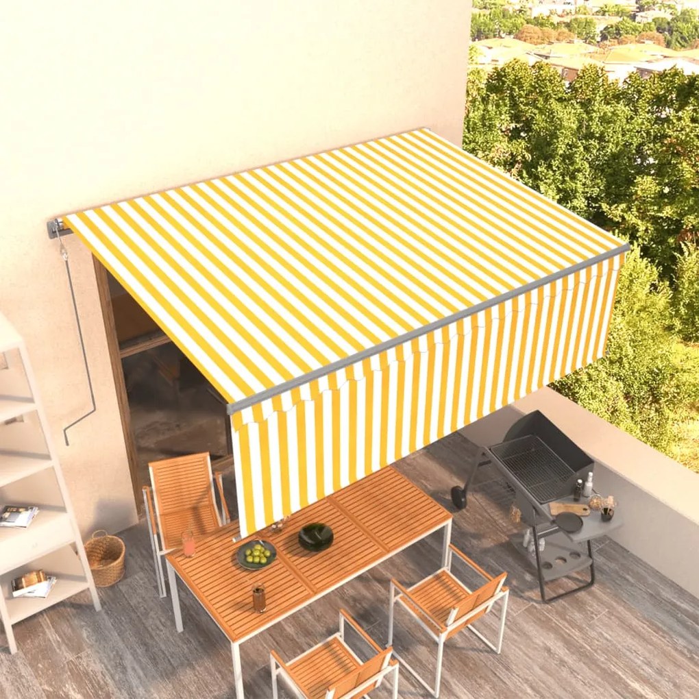 Tenda Retrattile Automatica Con Parasole 4x3m Gialla Bianca /
