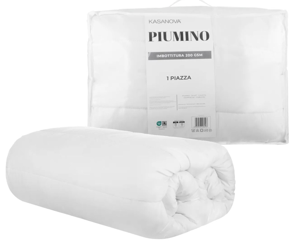 Piumino singolo bianco in microfibra