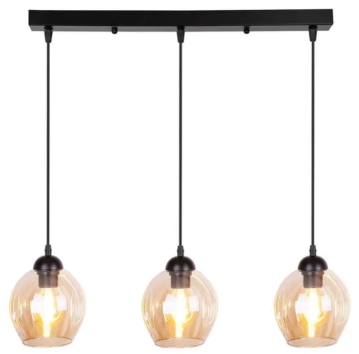 Lampada a sospensione nera con paralume in vetro 14x70 cm Aspa - Candellux Lighting