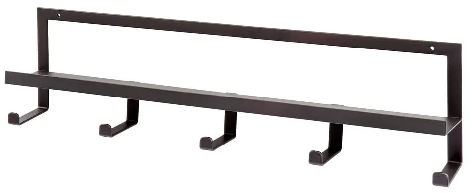 Appendiabiti da parete in metallo nero con ripiano Quinn - WOOOD