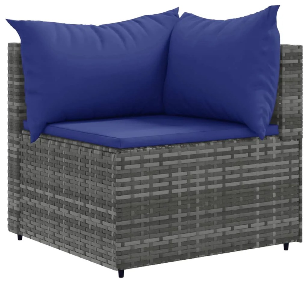Set divani da giardino 4 pz con cuscini in polyrattan grigio
