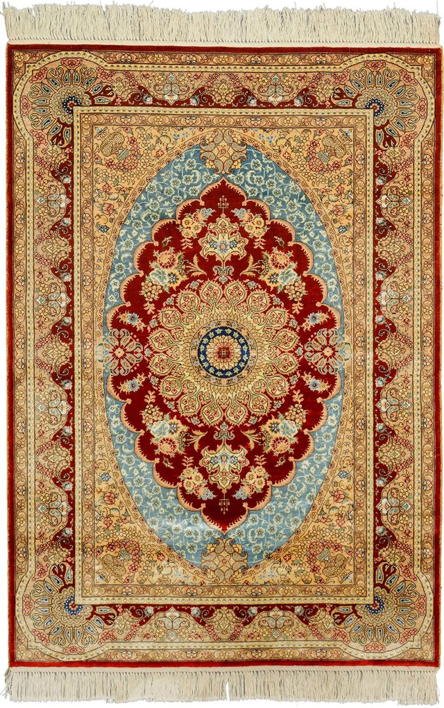 Ghom Tappeto 90 x 130 Beige (Cina) Annodato A Mano