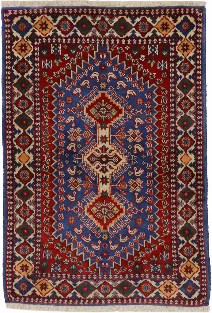 Yalameh Tappeto persiano 120x80 Blu (Iran) Annodato A Mano