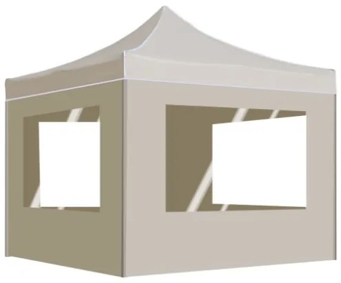 Gazebo Professionale Pieghevole Alluminio con Pareti 3x3m Crema