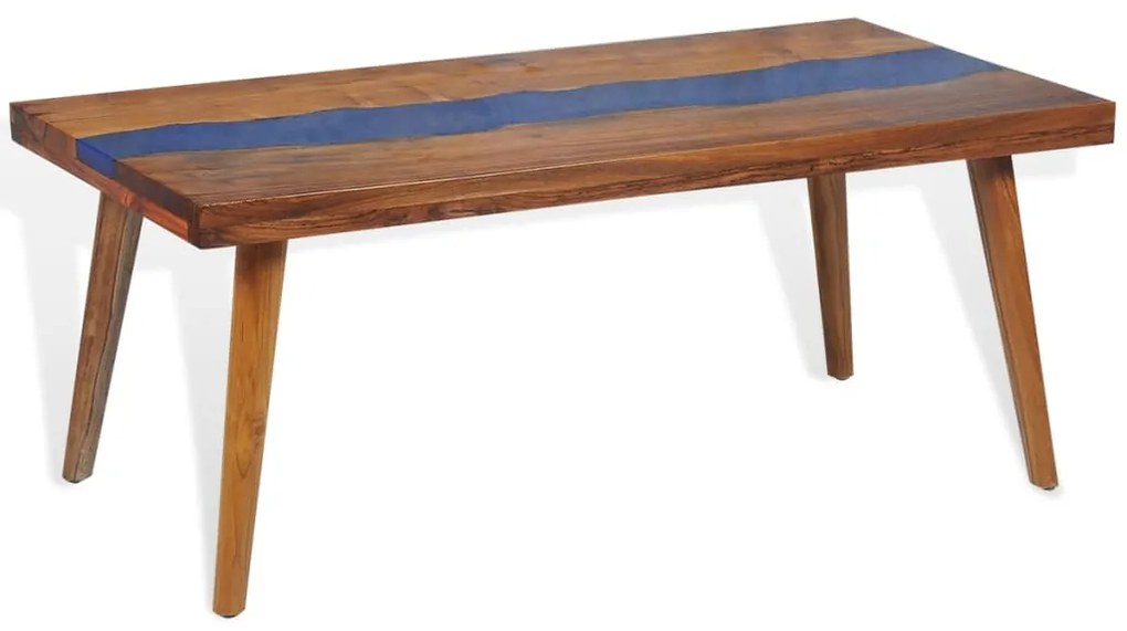 Tavolino da caffè in legno di teak e resina 100x50x40 cm